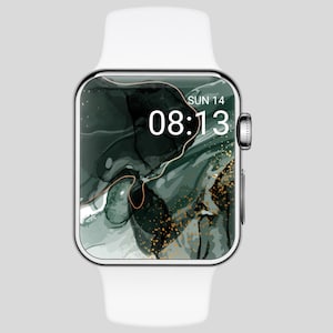 Green Marble Apple Watch Wallpaper, Abstract Smartwatch Background, Glitter Watch Face, Elegant Green Watch Wallpaper, Girly Feminine