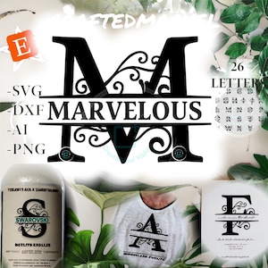 Split Monogramm SVG, Buchstabe Schriftart, Split Monogramm SVG, Split Buchstabe SVG, Split Alphabet svg, Hochzeit svg, digitale geschnittene Dateien, Gravur