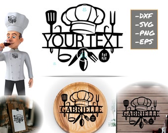 Koch SVG, Koch Logo SVG, Kochmütze Monogramm SVG, Küche Wand Kunst svg, digitaler Download, geschnittene Dateien, Restaurant Logo SVG, Kochen SVG/Png/dxf