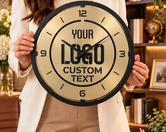 Personalized Logo Clock, Custom Metal Clock with Your Logo, Company Office Decor, Corporate Gift for Clients Employees