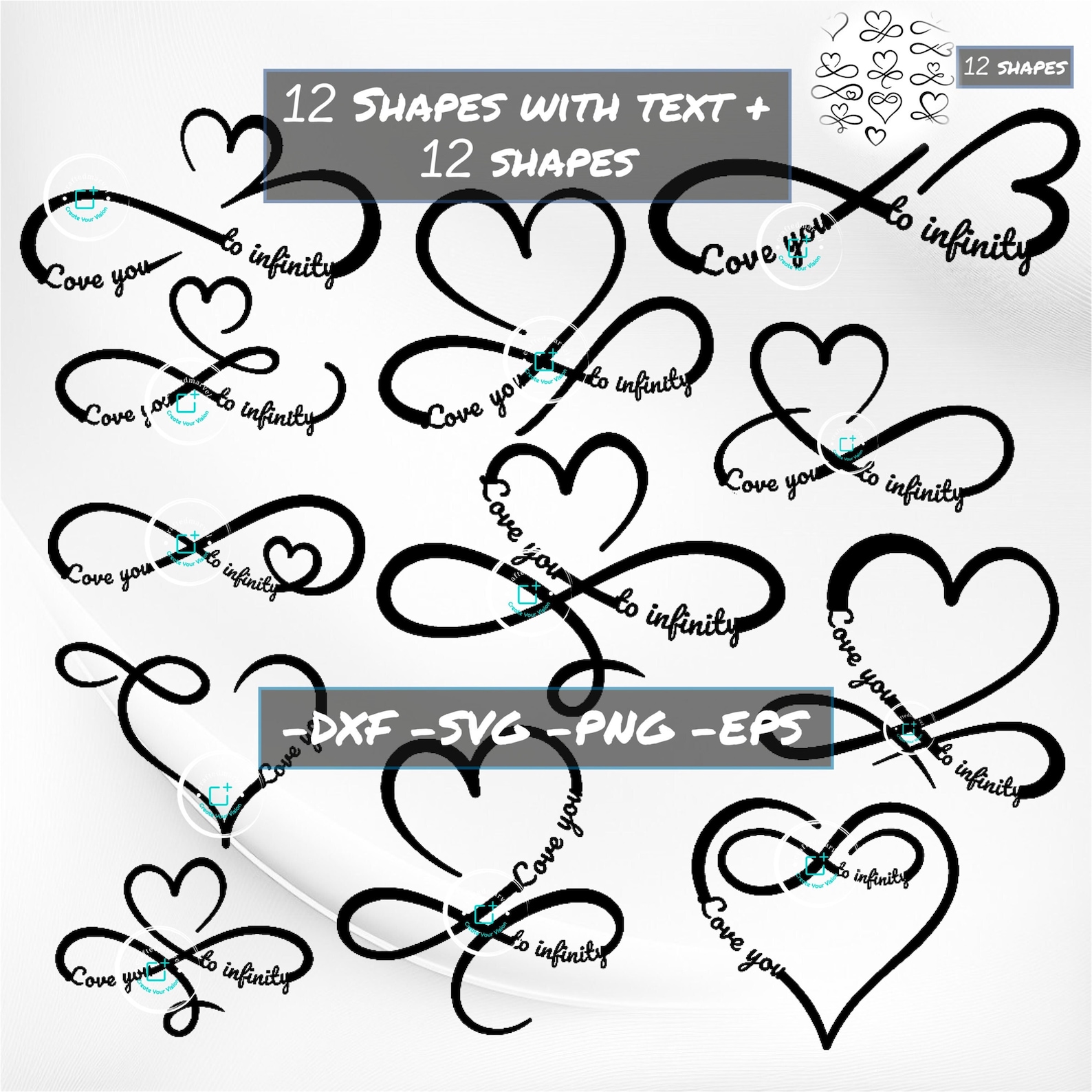 Love You to Infinity SVG Bundle, İnfinity Heart SVG, Love You Sign