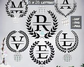 Monogram Bundle SVG/DXF/PNG, 6 Split Monogram Alphabets, Digital Download, Cut Files, Engraving, Svg/Dxf/Png files, Individual letter