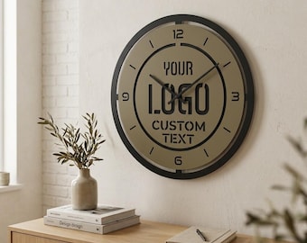 Personalized Logo Clock, Custom Metal Clock with Your Logo, Company Office Decor, Corporate Gift for Clients Employees