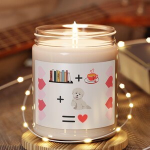 Bichon Frise Mom Scented Soy Wax Reading Candle - Gifts for Dog Mama, Cozy Book Lovers, Pet Owner Tea Self-Care, Personalized Home Décor 9oz