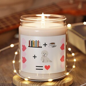 Bichon Frise Mom Scented Soy Reading Candle - Gifts for Dog Mama, Cozy Book Lover&#39;s, Pet Owner Coffee Self-Care Personalized Home Décor 9oz
