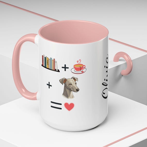 Personalized Greyhound Mug: Book Lover Gift for Dog Mom