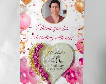 30th 40th 50th 60th 70th 80th 90th Birthday Party Gifts Personalized Birthday Favors for Guests Custom Birthday Magnet with Photo and Card