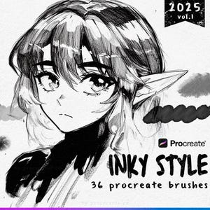 Procreate Brushes - Inky Style Vol.1, Procreate Ink Brushes, Procreate Illustration Brushes, Procreate Manga Brushes, Procreate Anime Bundle