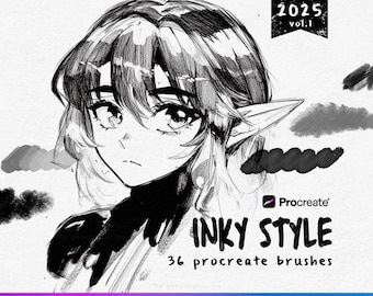 Procreate Brushes - Inky Style Vol.1, Pinceaux Procreate, Pinceaux Procreate Illustration, Procreate Manga Brushes, Procreate Anime Bundle