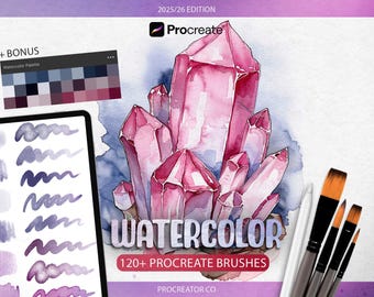 Watercolor Procreate Brushes - Digital Painting & Washes, Sketching, Shading, Paper Textures