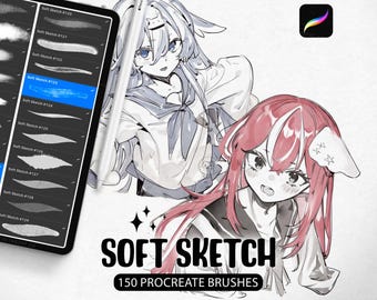 150 pinceaux Procreate souples pour croquis + lot de pinceaux en prime, lot de pinceaux Procreate dessin au trait et ombrage, pinceaux anime pour procréer
