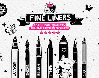 Plus de 120 pinceaux Procreate Procreate, Procreate Micron, Pinceaux dessin au trait Procreate, Fineliners Procreate, Pinceaux d'encrage Lineart Procreate