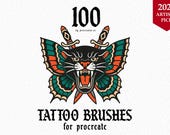 100 Tattoo Procreate Brushes, Procreate Traditional Tattoo Brush Set, Procreate Linework Tattoo Shading Brushes, Stipple Procreate Tattoo