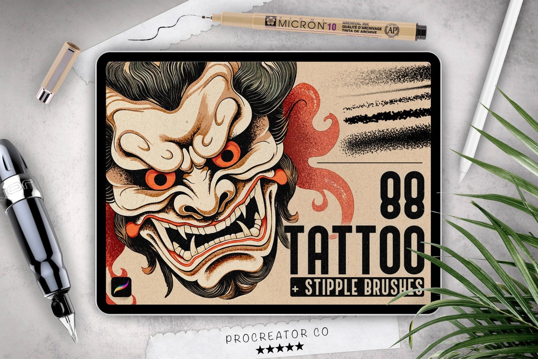 88 Procreate Tattoo and Stipple Brushes, Tattoo Brushes for Procreate ...
