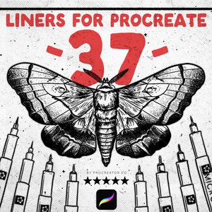 Micron Line Art Procreate Brushes - Outline Brushes, Crunchy Line Brush Set For Procreate, Vintage Style Fine Line Pack For iPad