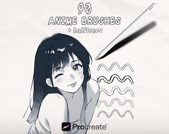 Plus de 90 pinceaux Procreate pour anime et manga - Dessin au trait, demi-teintes, encre, textures de papier pour le dessin numérique sur iPad | Sans publicité