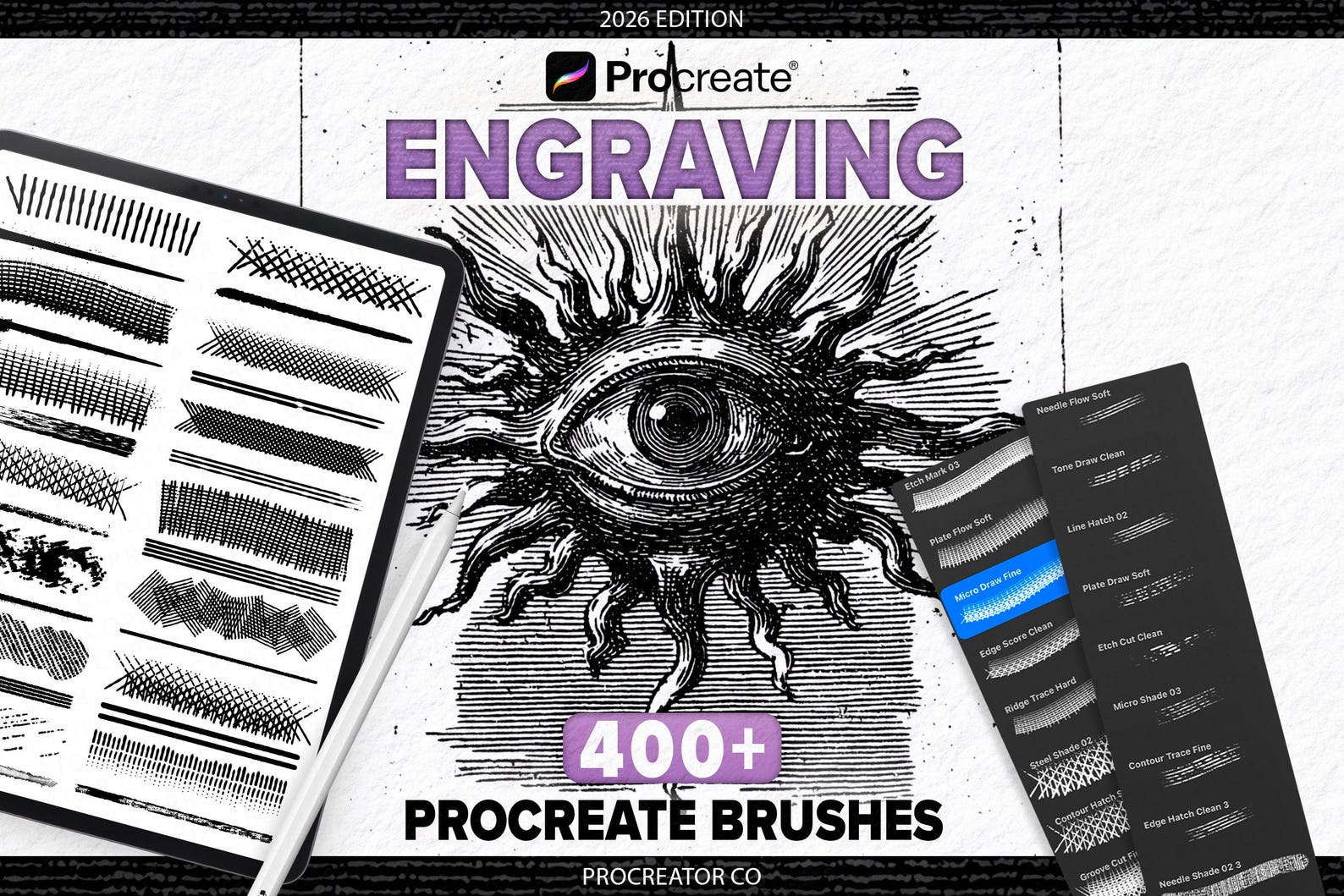 400+ Procreate Engraving Brushes | Realistic Linework, Crosshatching ...