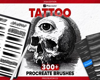 Mega Bundle de pinceaux de tatouage Procreate | Plus de 300 pinceaux réalistes pour tatouages, pointillés, ombrages et blackwork