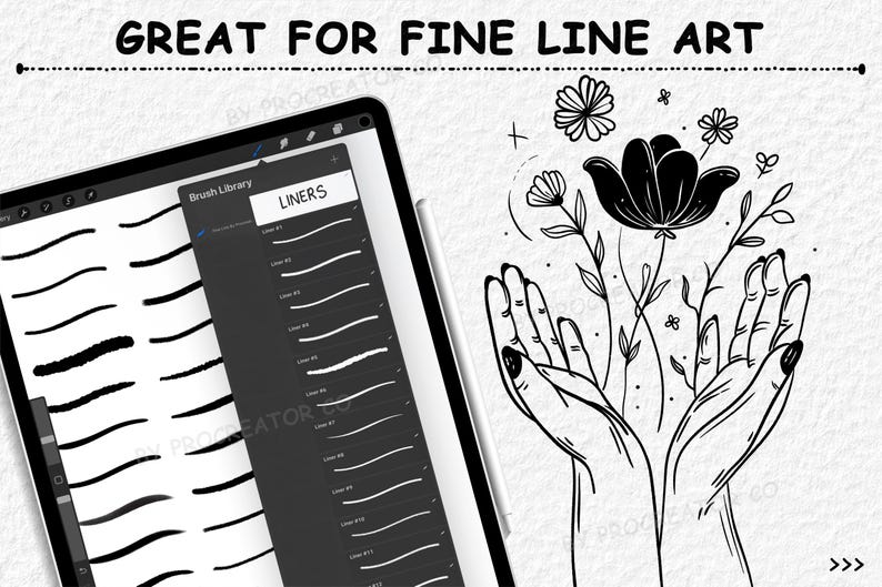 120+ Fine Line Procreate Brushes, Procreate Micron, Line Art Brushes ...