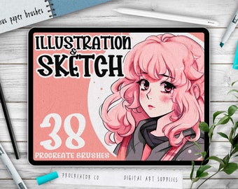 Procreate Brushes - Illustration and Sketch, iPad Procreate Sketching Brushes, Procreate Illustration Brushes, Soft Anime Style Procreate