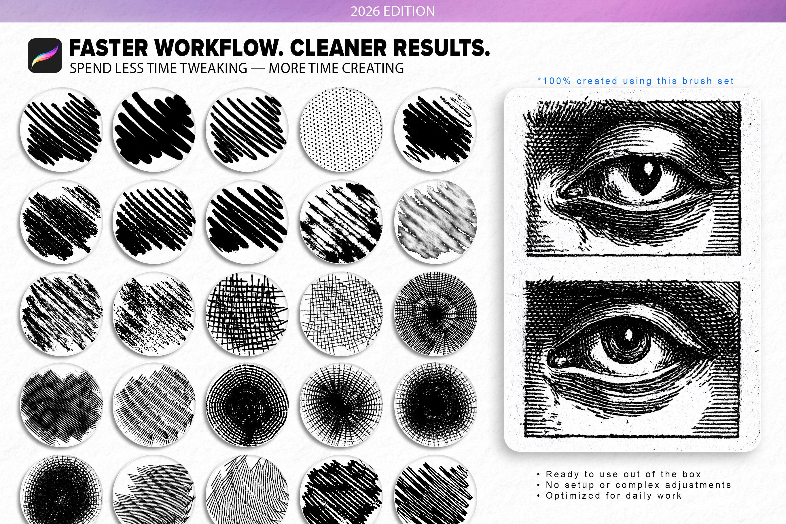 400+ Procreate Engraving Brushes | Realistic Linework, Crosshatching ...