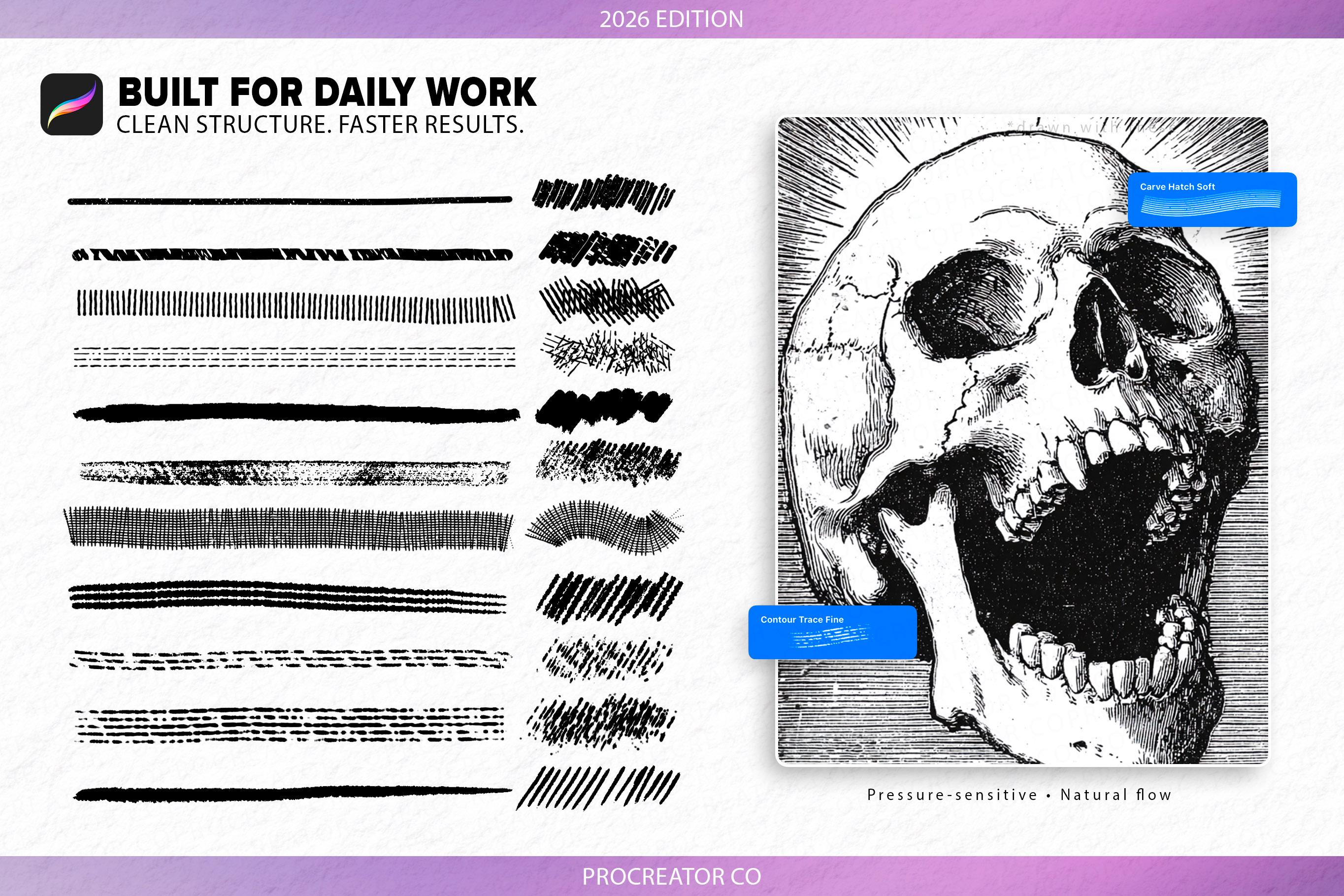 400+ Procreate Engraving Brushes | Realistic Linework, Crosshatching ...