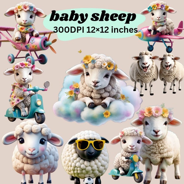 Baby lamb clipart,3d cute farm animals clip art,cute baby sheep clipart, birthday party,baby shower