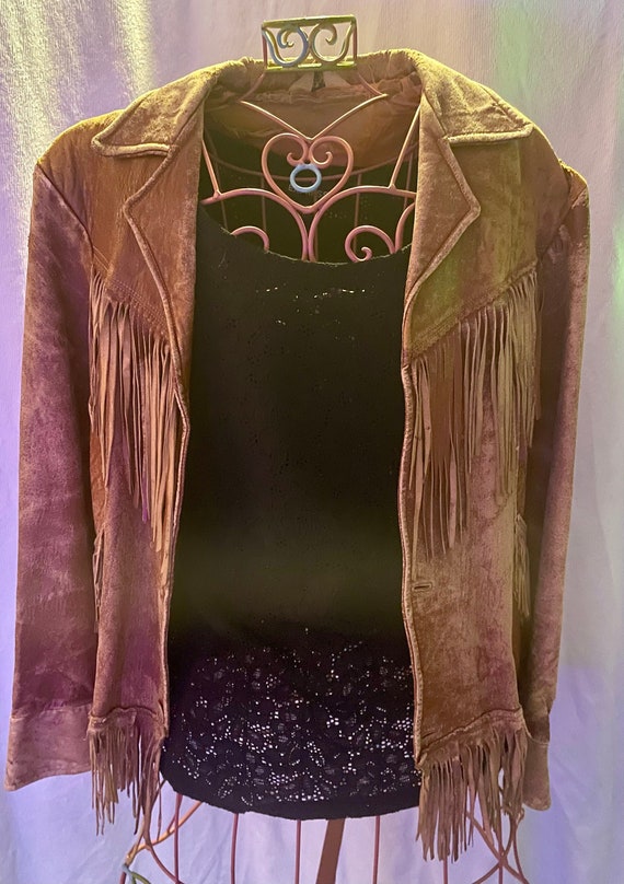 Vintage Brown Leather Fringed Jacket Distressed Th