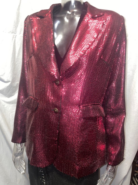 Vintage Red Sequined Blazer by Diane Gilman Size S