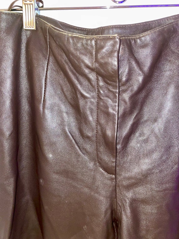 Revue Brown Lamb Leather Pants-Size 4 - image 2