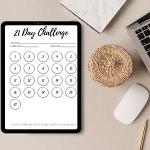 21 Day Challenge Printable Portrait, Goal Setting, Progress Tracker ...