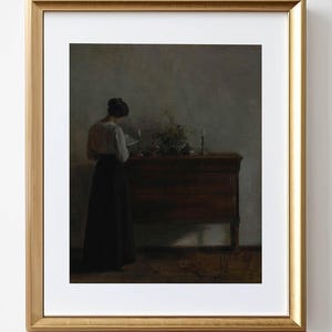 Antique Woman Reading Print: Vintage Cottagecore Book Art (Digital Download