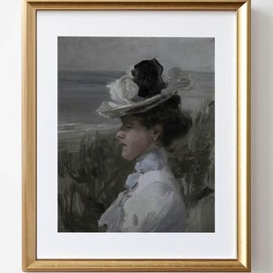 Vintage Woman Portrait Print: Antique Cottagecore Wall Art (Digital Download