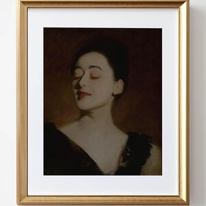 Vintage Woman Portrait Painting: French Cottage Art Print (Digital Download