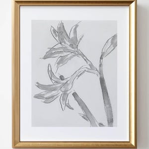 Vintage Flowers Antique Minimalist Drawing, Vintage Wall Decor, Antique Print Drawing, Farmhouse Living Room Art PRINTABLE Digital Download