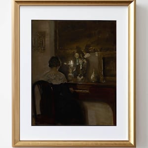 Vintage Woman Playing Piano, Portrait Oil Painting Print, Digital Portrait Print, Antique Wall Art, Bedroom Art, PRINTABLE Digital Download