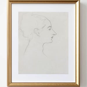 Vintage Portrait Drawing Print: Minimalist Antique Wall Art (Digital Download)