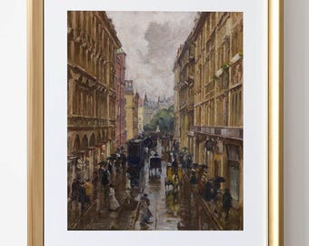 キャンバスに描かれたヨーロッパの街並みの絵画 ヨーロッパの都市