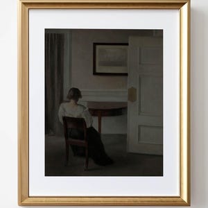 Antique Woman Reading Print: Vintage Cottagecore Art (Digital Download