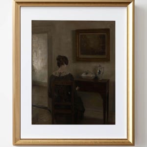 Antique Woman Reading Print: Vintage Cottagecore Book Art (Digital Download