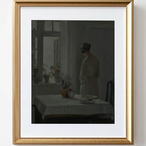 Vintage Portrait Oil Painting, Antique Woman Window Portrait, Vintage Portrait Print, Antique Art, Bedroom Art, PRINTABLE Digital Download