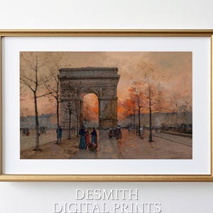 Herbst Paris Druck: Triumphbogen, Vintage Stadtansicht (Digitaler Download)