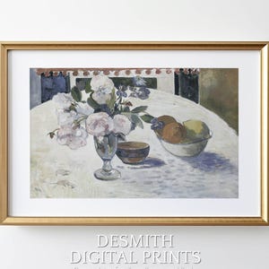Cottagecore Flower Vase Print: Vintage Still Life Painting (Digital Download
