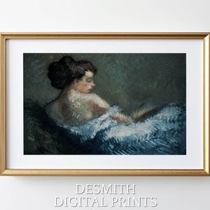 Vintage Woman Portrait Oil Painting Print, Digital Art Portrait Print, Antique Wall Art, Vintage Bedroom Art, PRINTABLE Digital Download