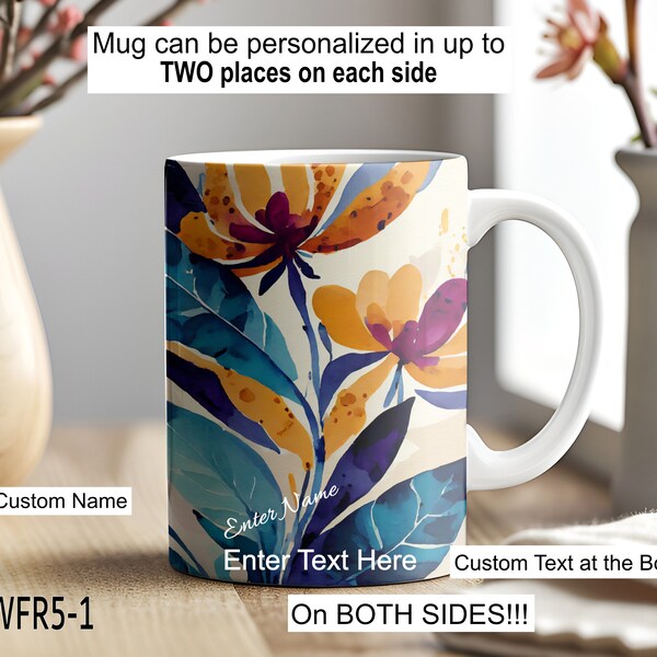 Personalized this Floral Coffee Mug Custom gift for mom coffee custom mug for nurse or teacher friend or sister.