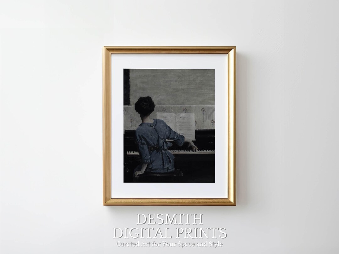 Vintage Woman at Piano Painting: Antique Portrait Art (digital Download ...