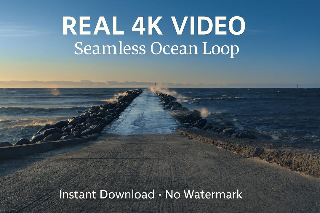 Real 4K Ocean Pier Loop | Cinematic Seamless Sea Horizon Video ...