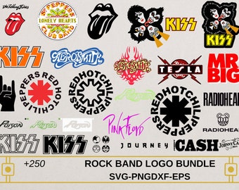Muziekbands bundel - Svg Png Dxf Eps Pdf - Rock Metal Bands Cut File voor Cricut - Digitale downloads - Digitale prints - Instant Download!