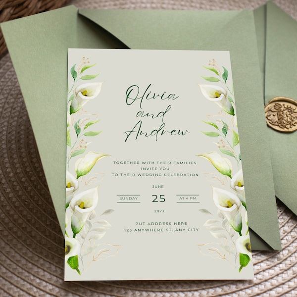 Elegant Calla Lily Wedding Invitation