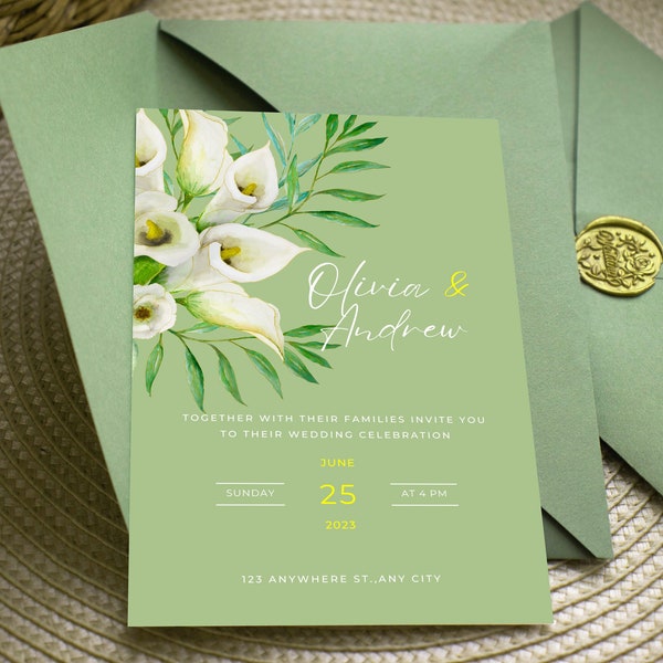 Calla Lily Wedding Invitation Mariage